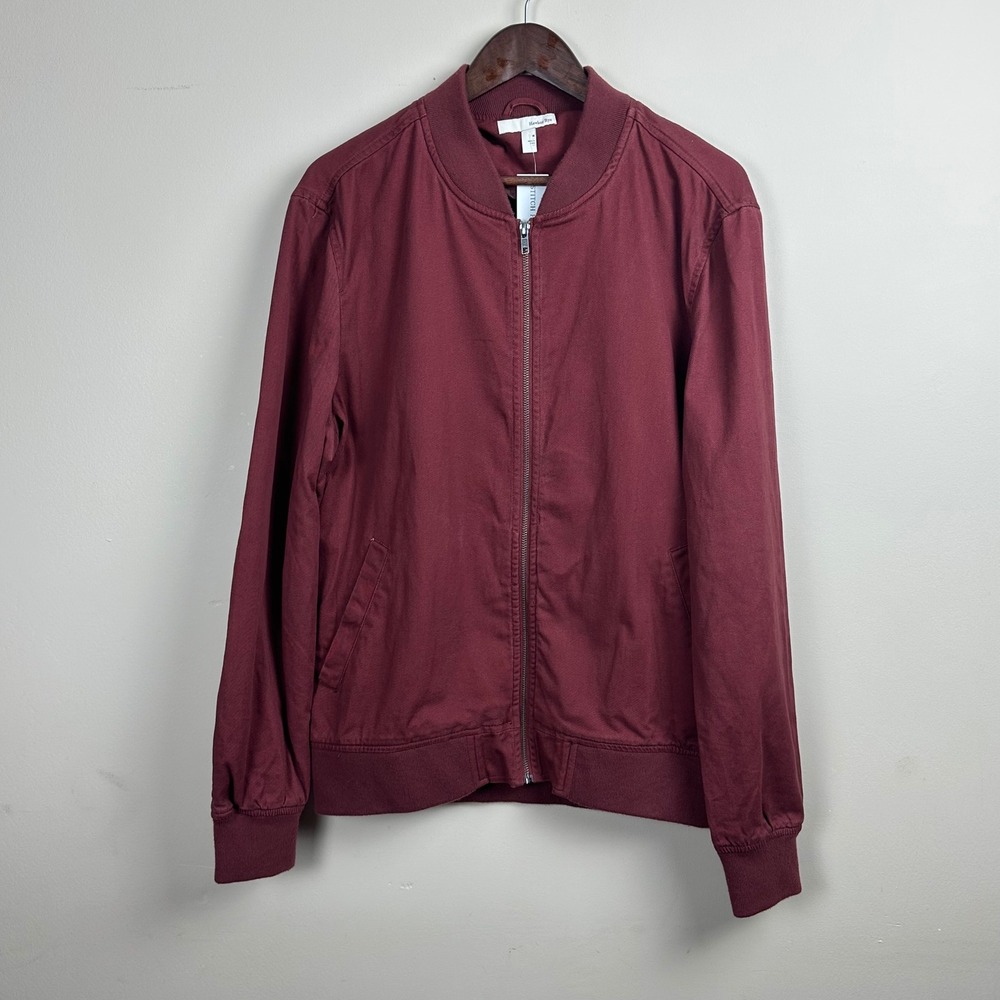 Hawker Rye Amherst Stretch Varsity Bomber Jacket Burgundy Men's M NWT